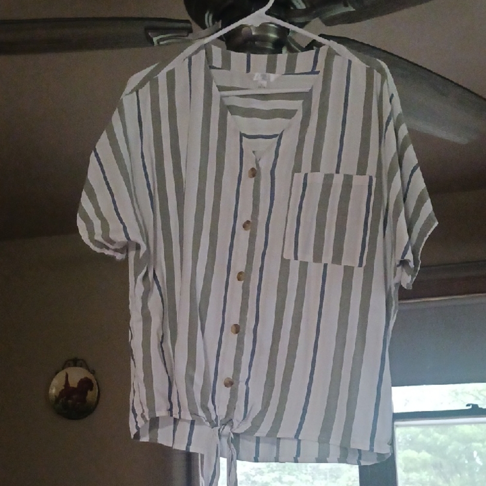 Olive Stripe Top